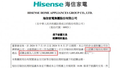 壕!海信家电狂买信托:一年间累计认购近80亿理财产品