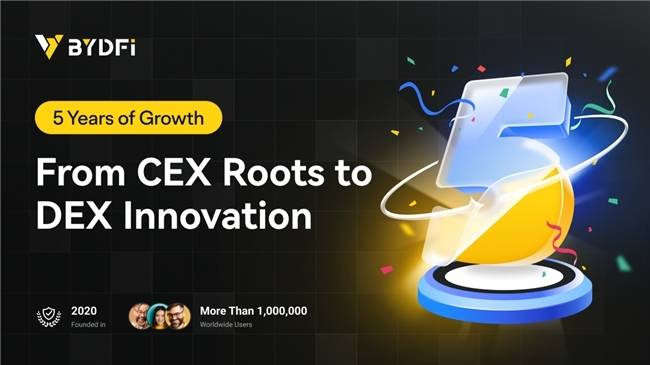 从CEX到DEX：BYDFi庆祝五周年非凡成长历程
